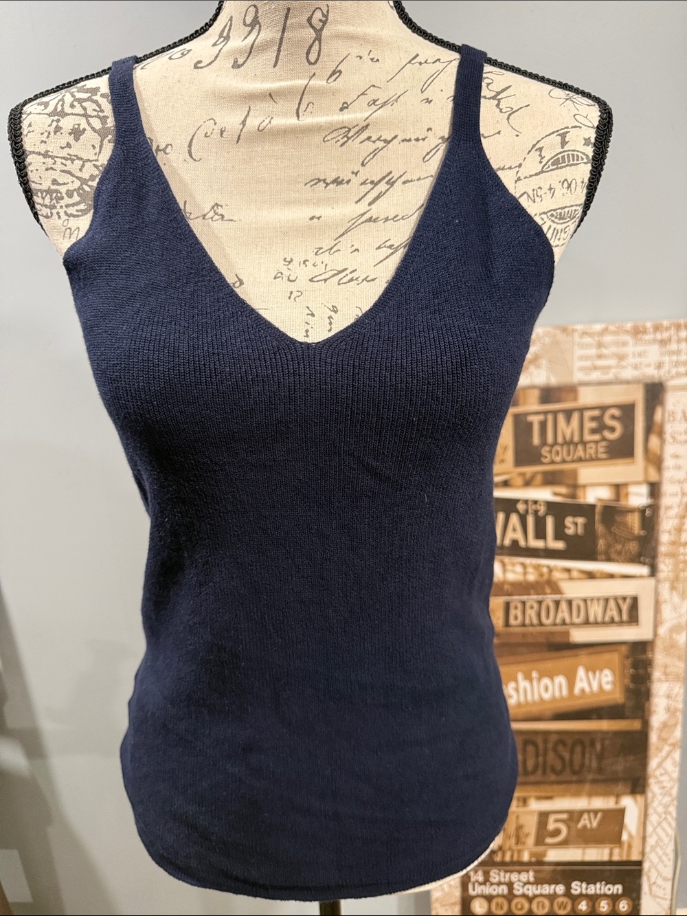 Navy V-Neck Knit Tank Top - Classic Women's Knitwear
